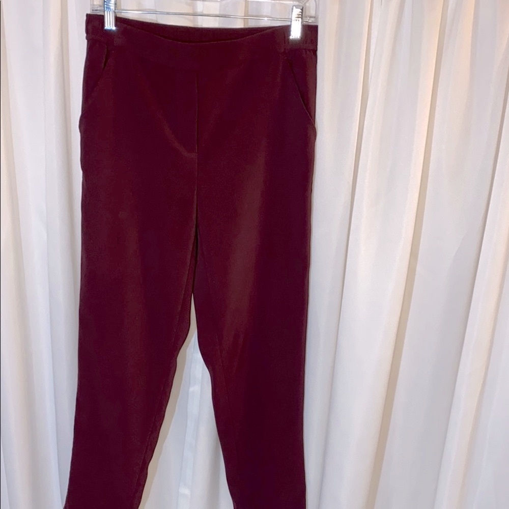 White House Black Market Burgundy Straight Leg Pants